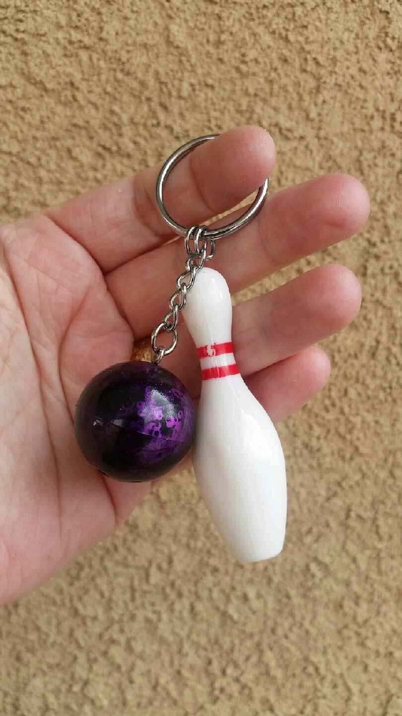 Purple Bowling Ball Keychain Bowling Key Ring Sports Etsy