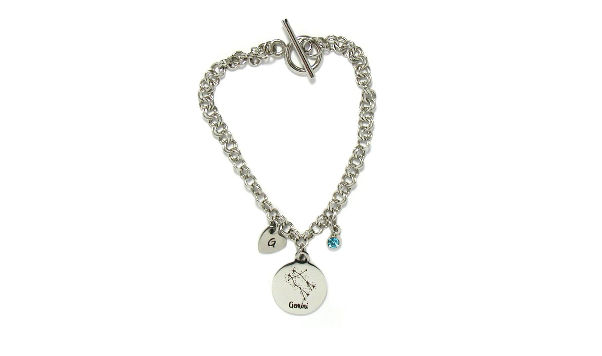 Gemini Charm Bracelet Zodiac Bracelet Astrology Bracelet Etsy