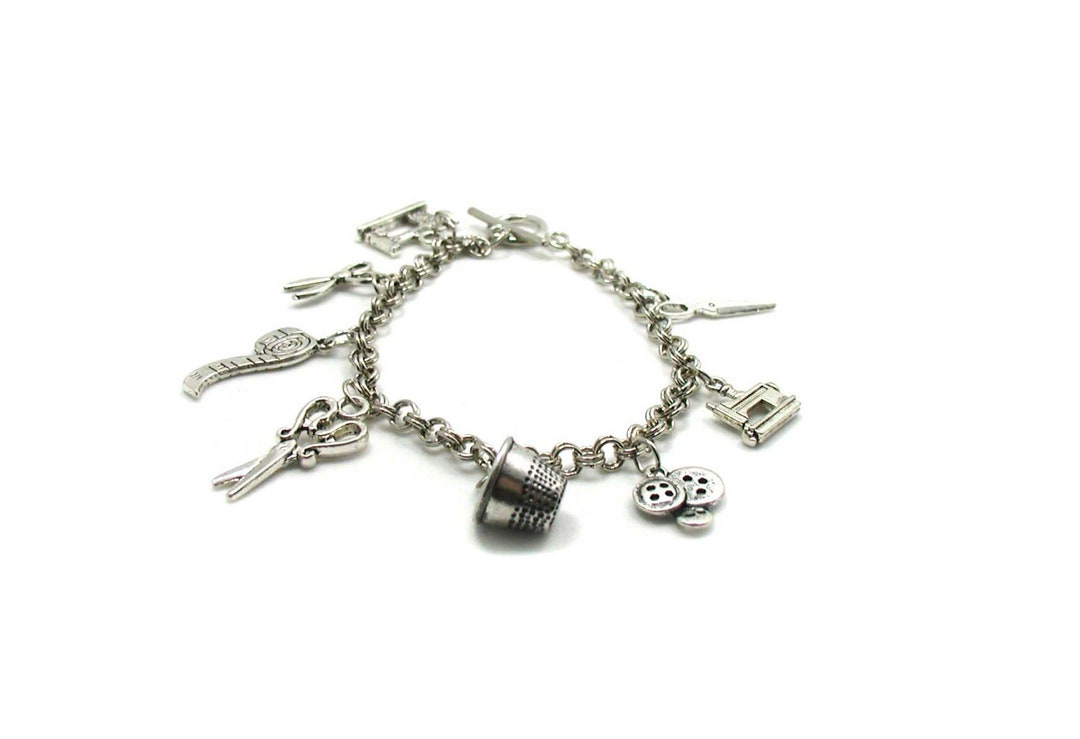 Sewing Charm Bracelet, Sewing Bracelet, Crafting Charm Bracelet