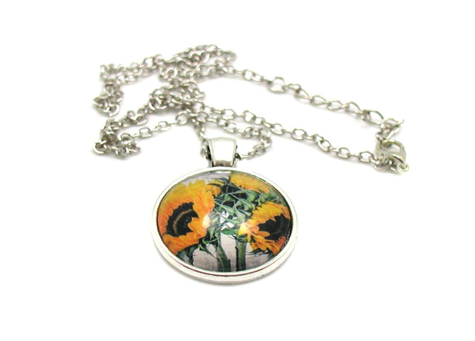 Sunflower Necklace Sunflower Pendant Sunflower Charm Etsy UK