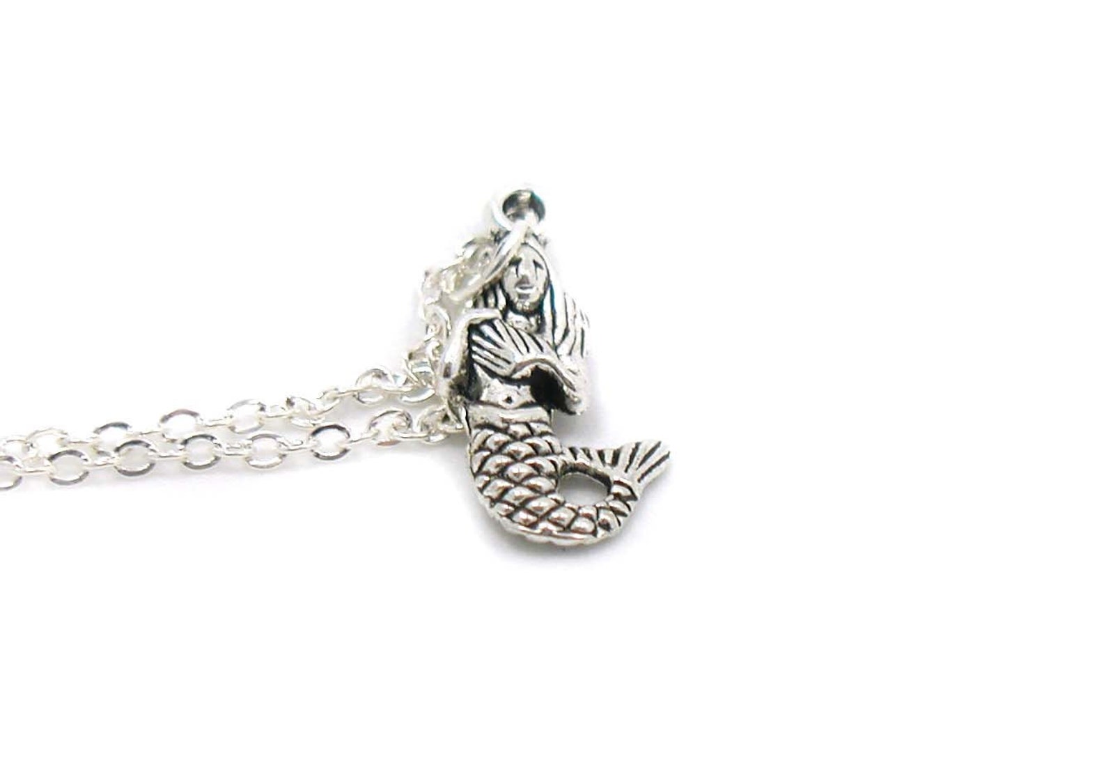 Mermaid Necklace Charm Necklace Charm Jewelry Mermaid Etsy