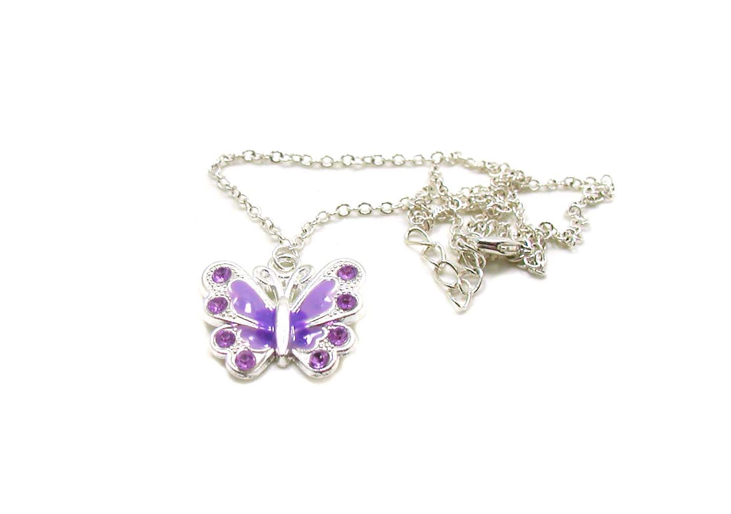 Purple Butterfly Necklace Charm Necklace Butterfly Charm Etsy