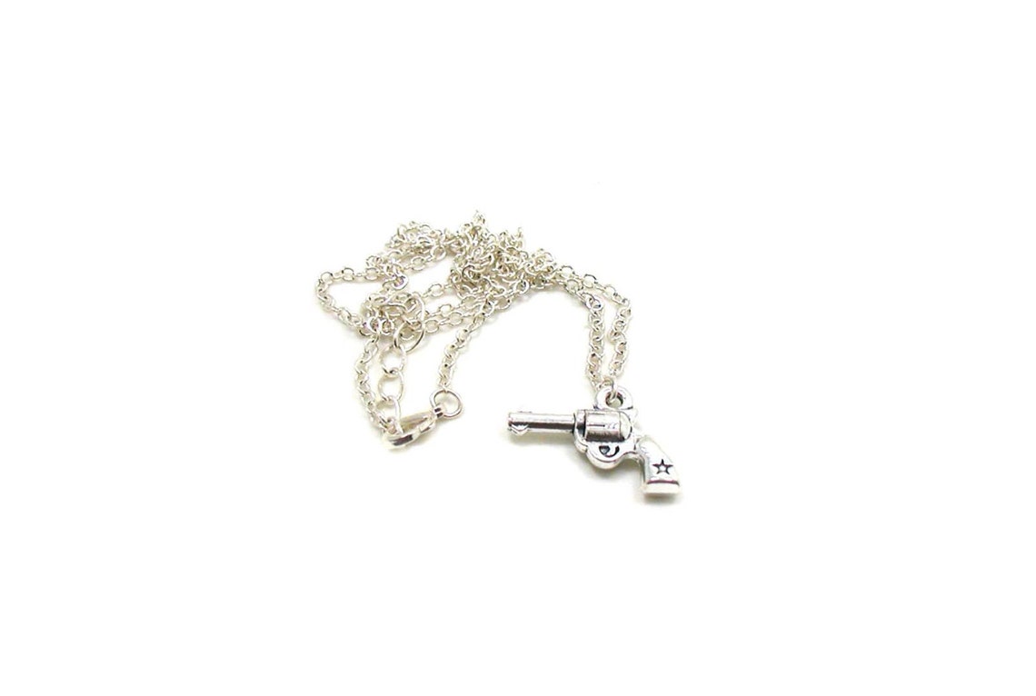 Gun Necklace Silver Gun Necklace Charm Jewelry Gun Pendant Etsy