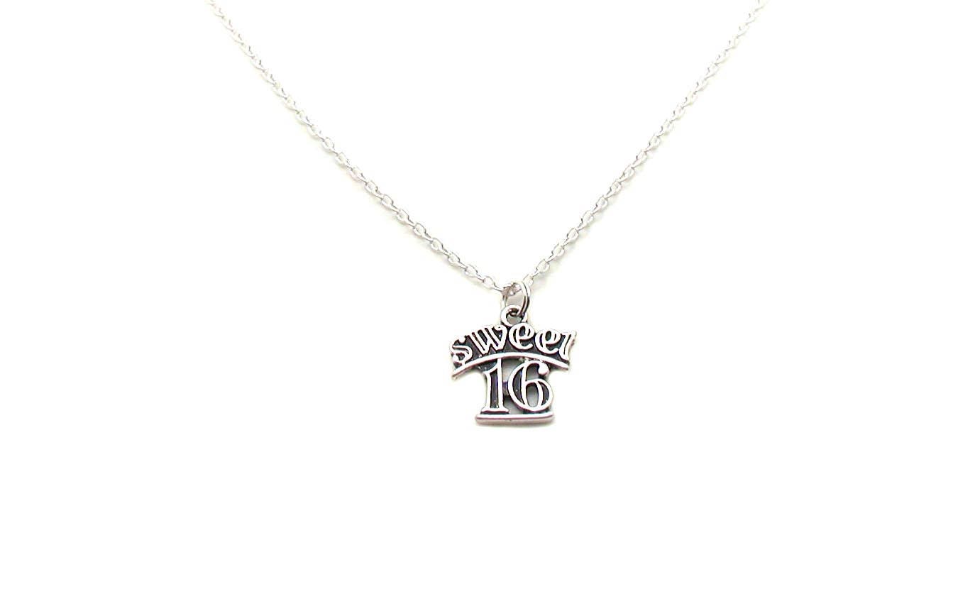 Sweet 16 16th Birthday Heart Pendant Necklace – Silver Plated With Gift Bag