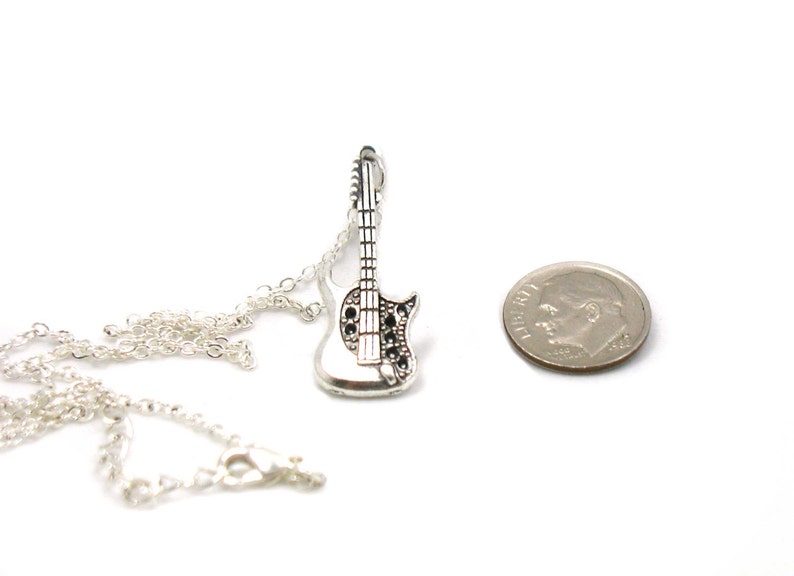 Guitar Necklace Charm Necklace Guitar Charm Jewelry Guitar Etsy