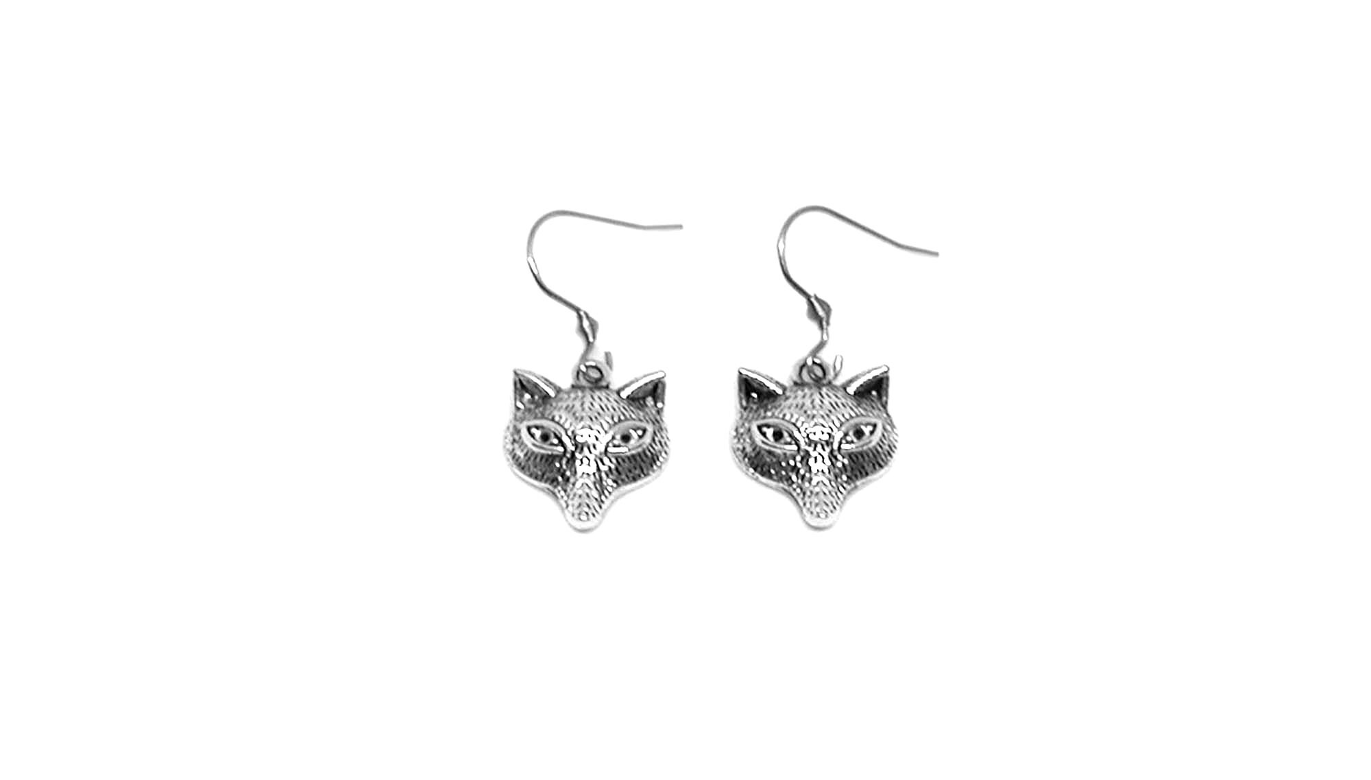 Fox Earrings Fox Charm Fox Jewelry Silver Fox Earrings Etsy