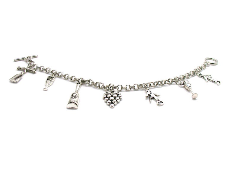 Wine Charm Bracelet Wine Bracelet Wine Theme Charm Bracelet Etsy
