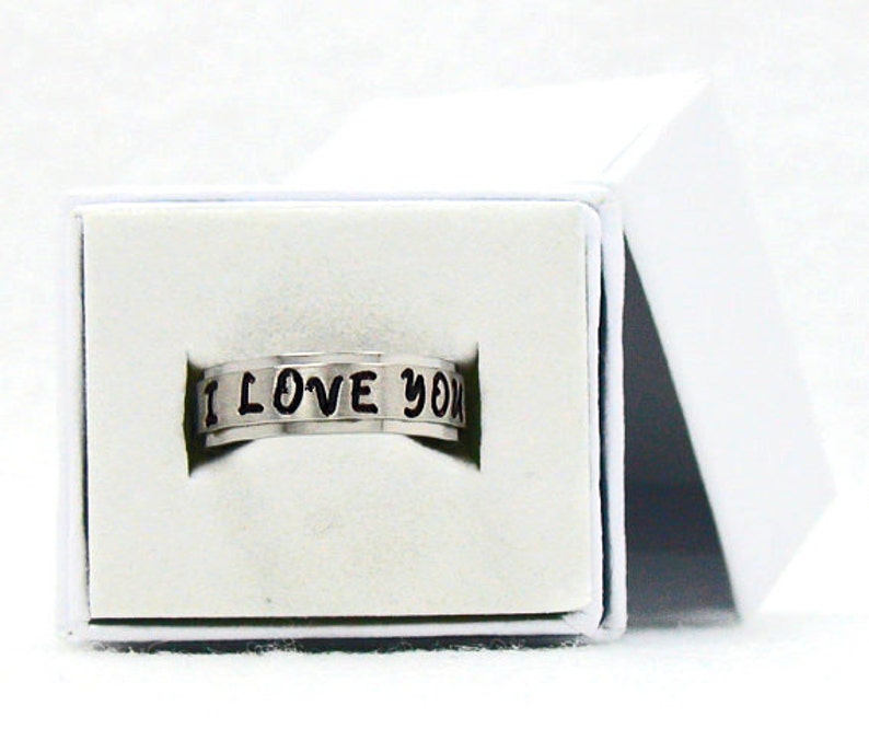 I Love You Ring, Love Ring, Stainless Ring, Stainless Steel Ring, Personalized Ring, Custom Name Ring, Hand Stamped Ring, Customized Ring image 3