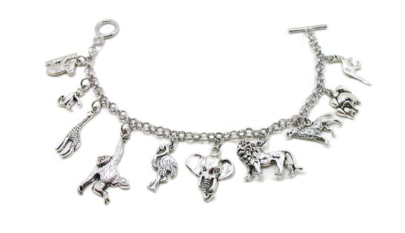 Zoo Charm Bracelet, Zoo Animal Charms, Stainless Steel Bracelet, Bear,  Rhino, Elephant, Camel, Snake, Giraffes, Leopard, Lion, Tiger - Etsy