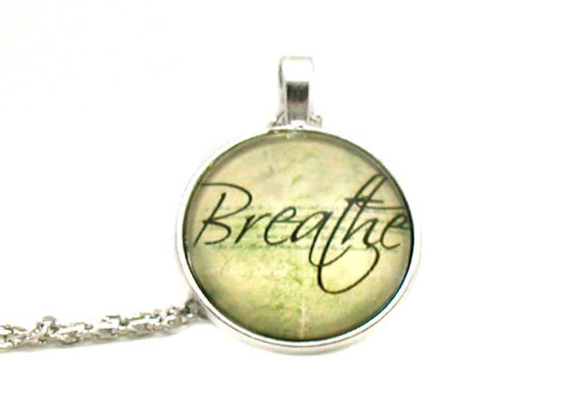 Breathe Necklace Breathe Pendant Breathe Charm Necklace | Etsy