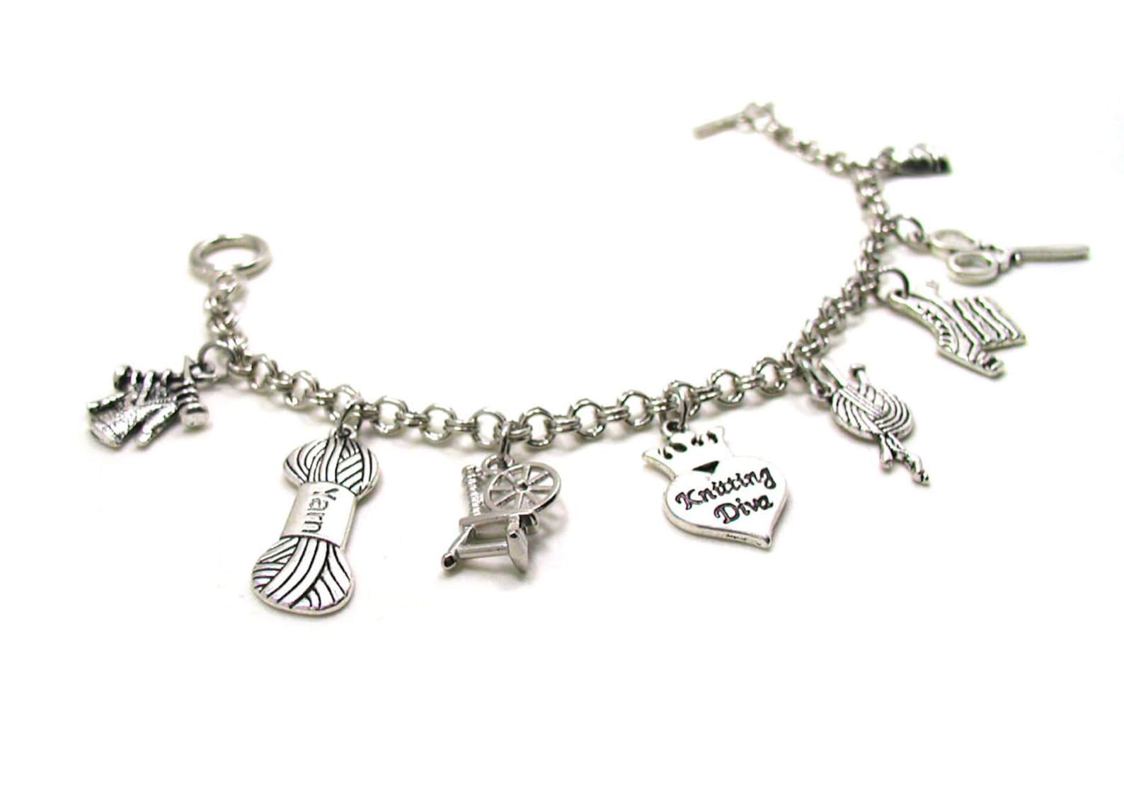 Knitting Charm Bracelet Knitting Bracelet Crafting Charm Etsy