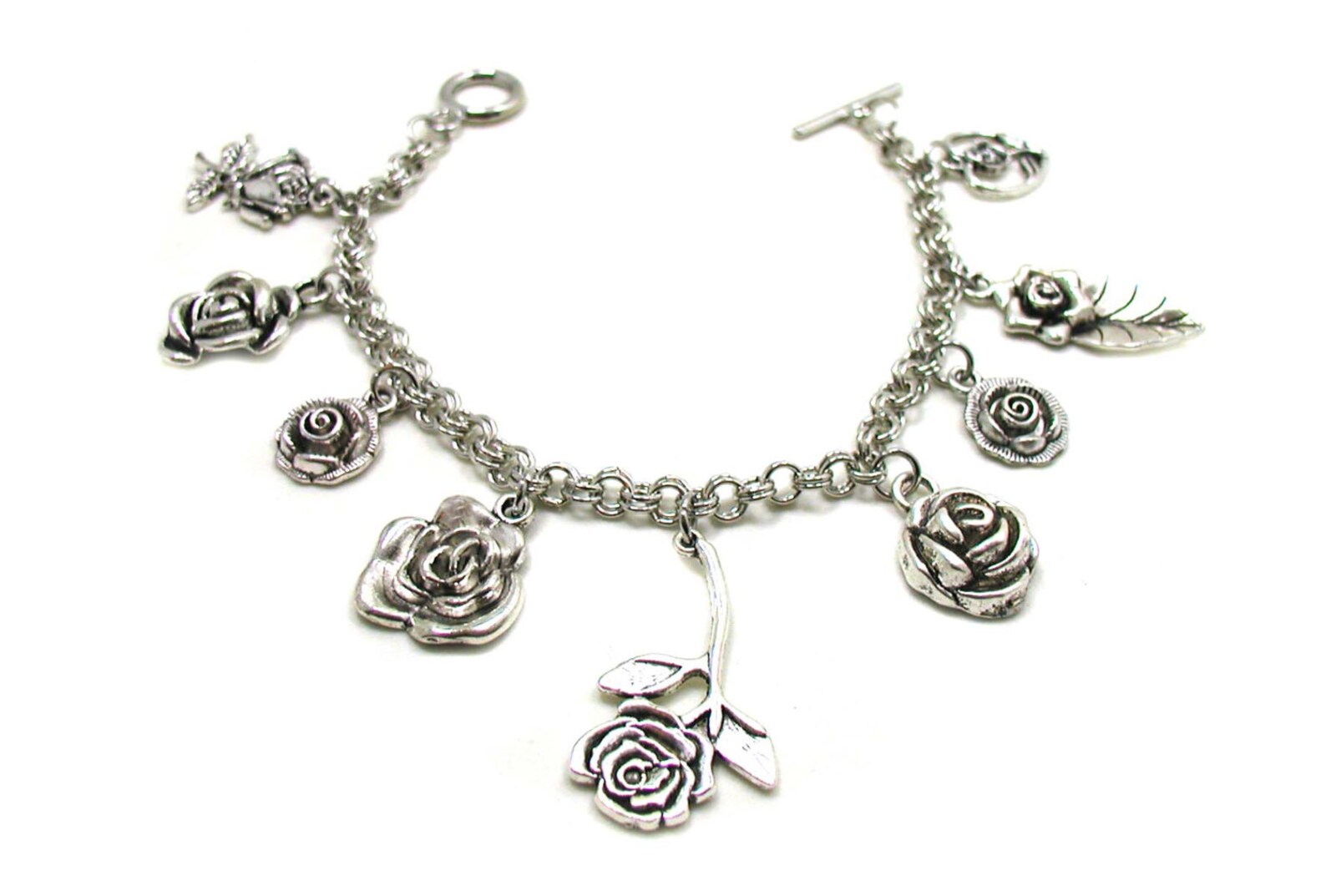 Rose Bracelet Rose Charm Bracelet Rose Jewelry Rose Lover Etsy