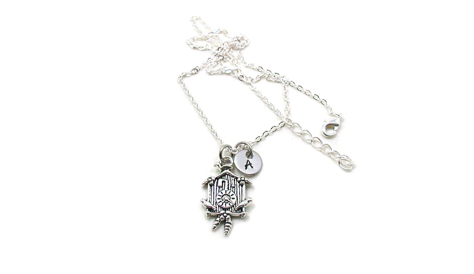 Cuckoo Clock Necklace Grandfather Clock Cuckoo Clock Charm Etsy