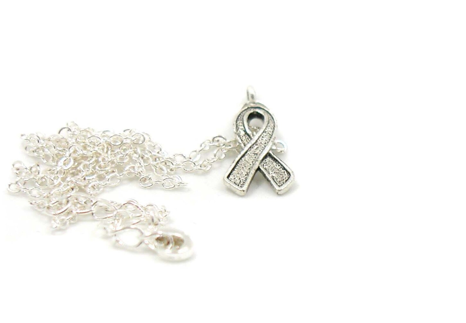 Cancer Ribbon Necklace Charm Necklace Charm Jewelry Cancer Etsy