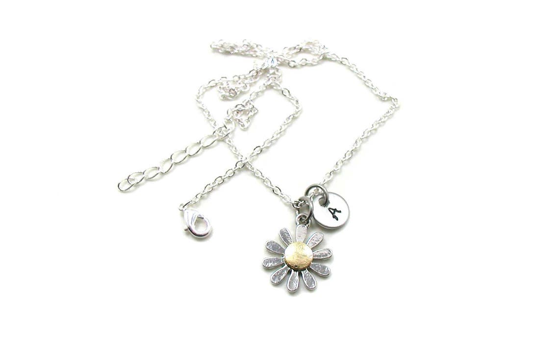 Daisy Necklace Daisy Charm Necklace Daisy Jewelry Daisy Etsy