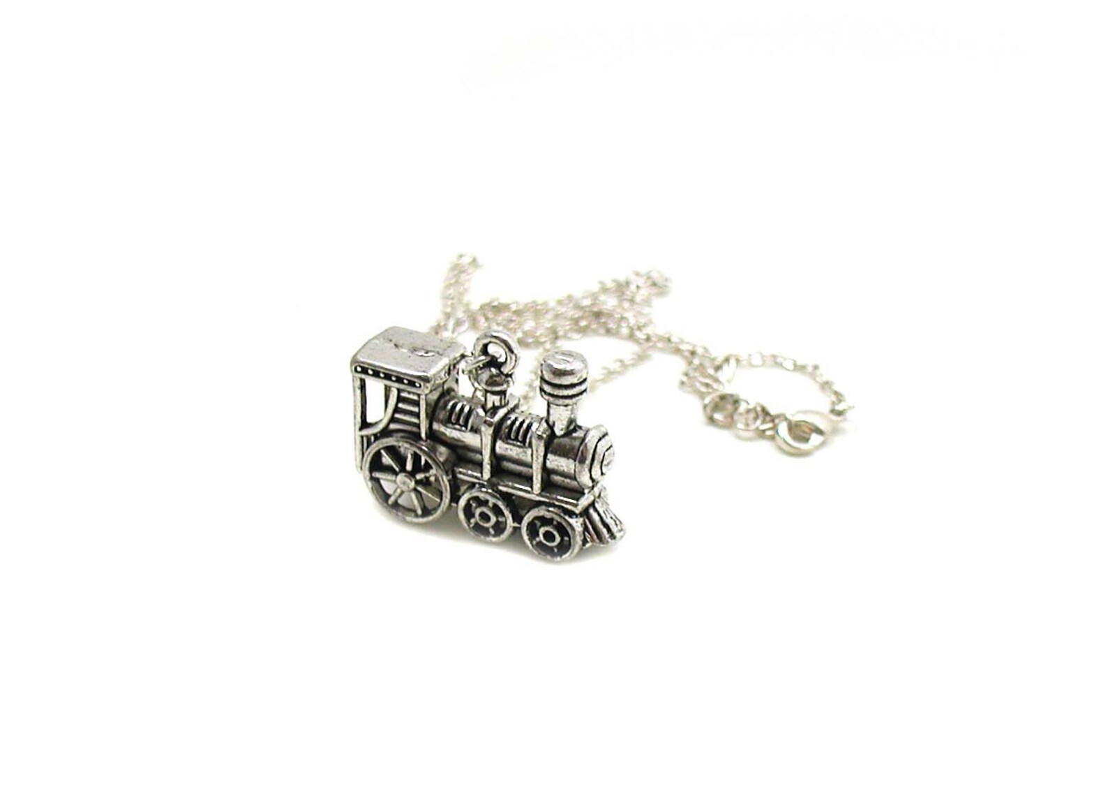 Train Necklace Train Charm Necklace Train Jewelry Silver Etsy