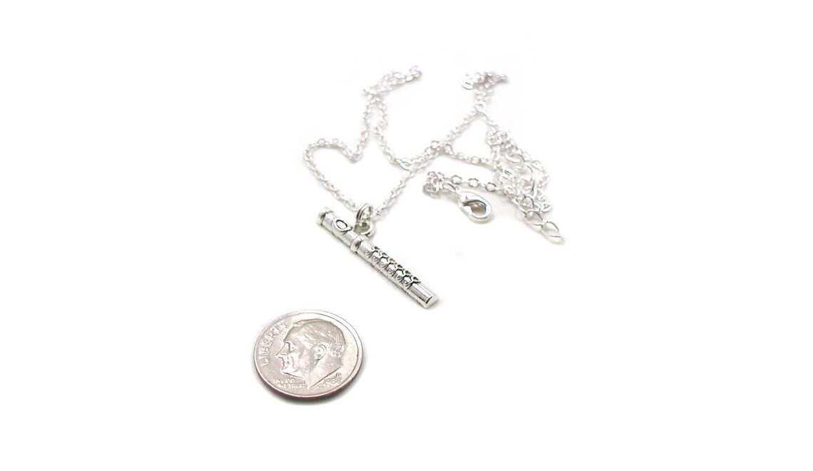 Flute Necklace Flute Charm Necklace Music Necklace Music Etsy