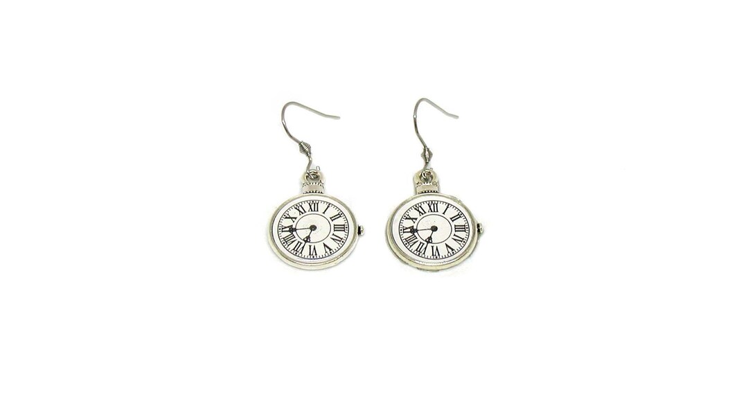 Clock Face Earrings, Clock Charm, Clock Jewelry, Silver Clock Charm, Retirement Gift, Clock