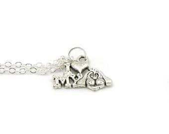 I Love My Dog Necklace, Dog Charm Necklace, Dog Charm Jewelry, Love My Dog Pendant, Silver Dog Jewelry, Jewelry Gift, Gift Under 20