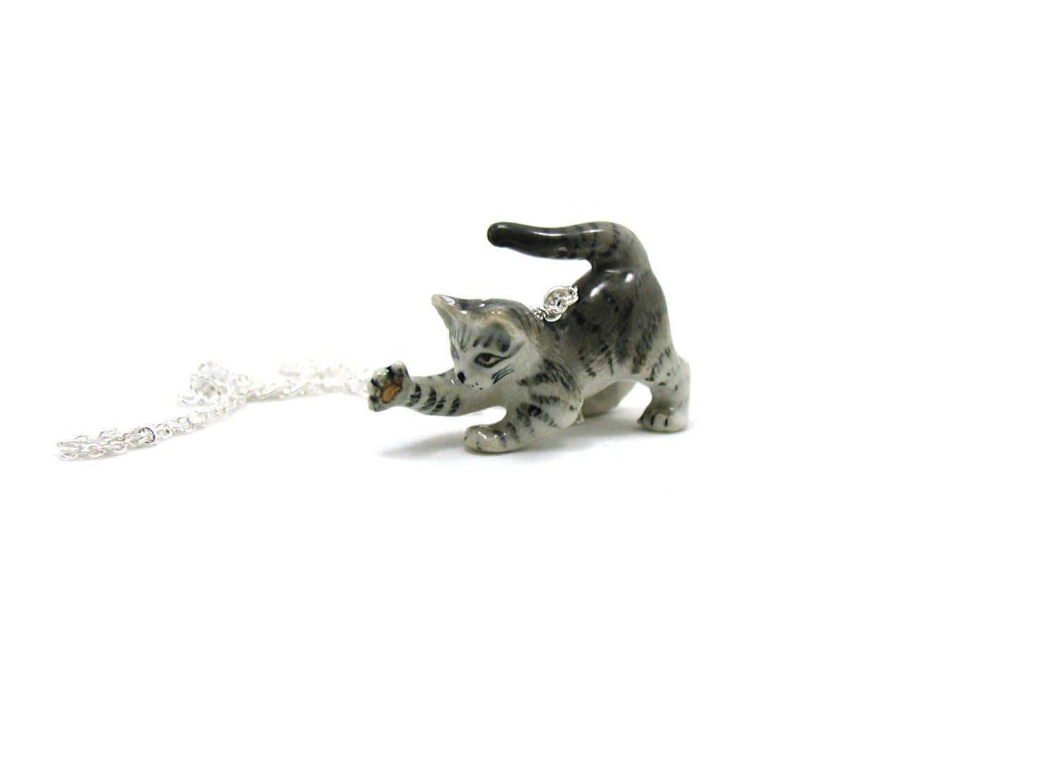 Kitten Necklace Charm Necklace Cat Jewelry Kitten Pendant Etsy