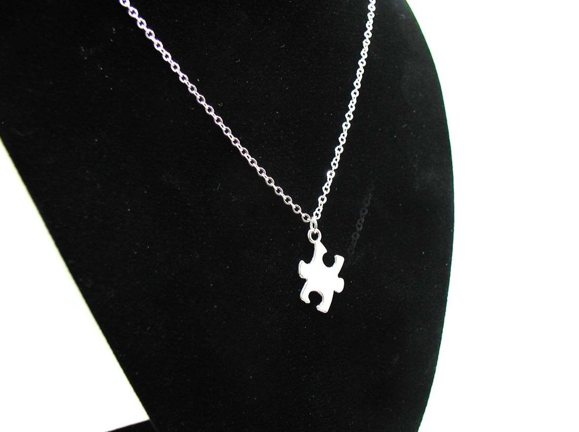 Puzzle Piece Necklace Puzzle Charm Necklace Autism Awareness Etsy