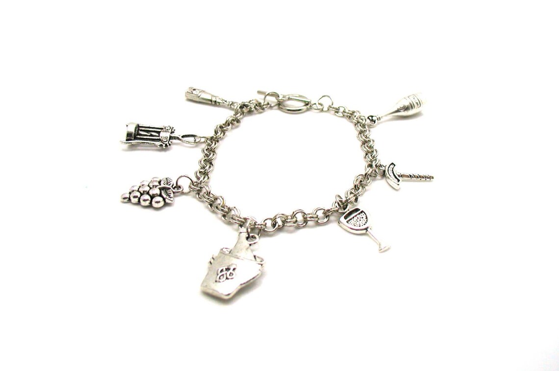 Wine Charm Bracelet Wine Bracelet Wine Theme Charm Etsy