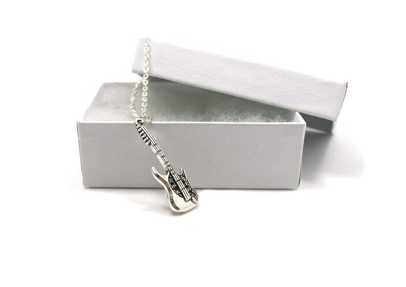 Guitar Necklace Charm Necklace Guitar Charm Jewelry Guitar Etsy