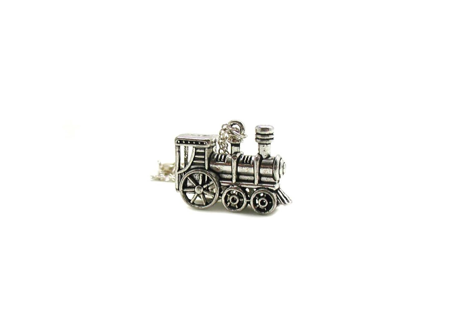 Train Necklace Train Charm Necklace Train Jewelry Silver Etsy