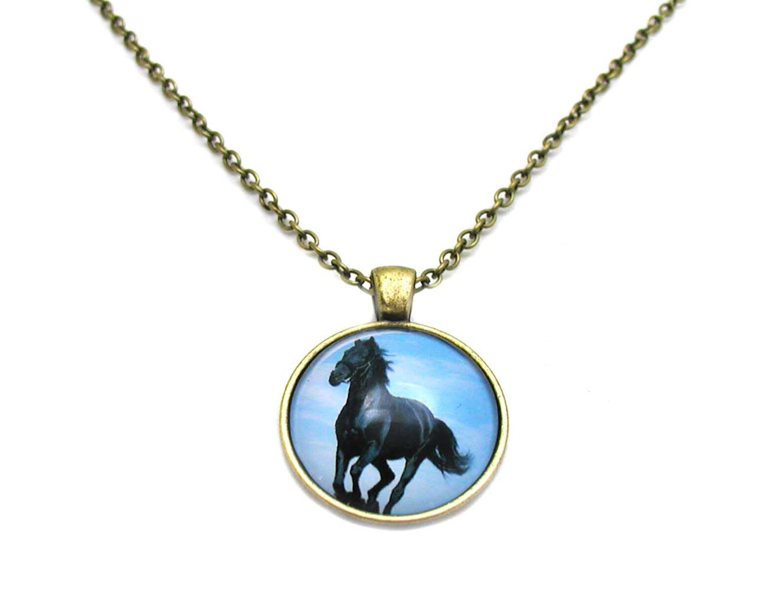 Horse Necklace Black Horse Necklace Horse Pendant Horse Etsy