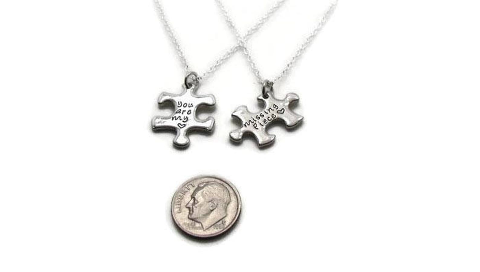 Puzzle Piece Necklace Set Best Friends Necklace Long Etsy