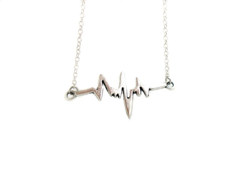 Heartbeat Jewelry Nurse Jewelry Heartbeat Pendant Nurse Necklace Silver Heartbeat Heartbeat Necklace Charm Jewelry EKG Necklace