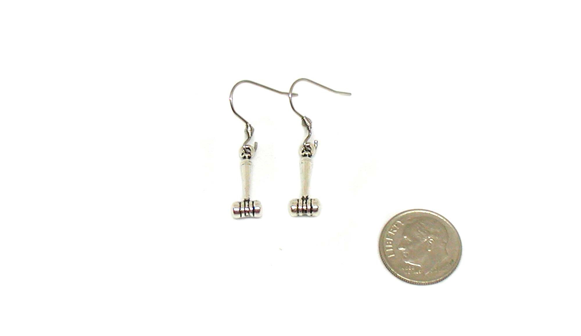 Gavel Earrings Gavel Charm Gavel Jewelry Silver Gavel Etsy