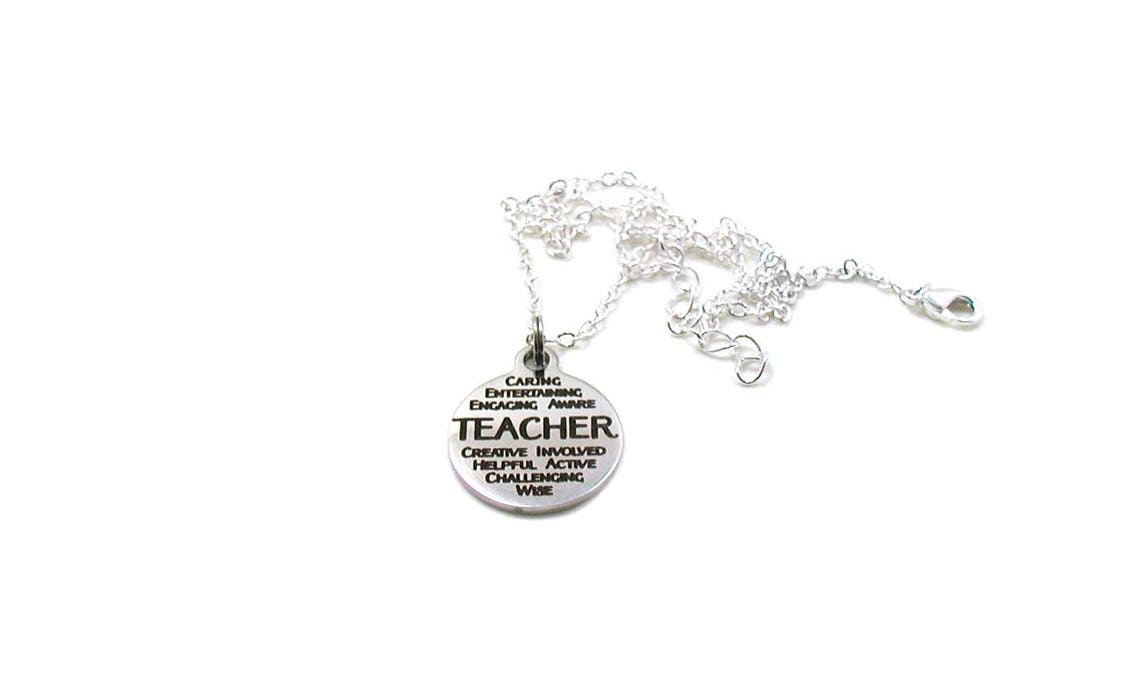 Teacher Necklace Teacher Charm Teacher Pendant Teacher Etsy