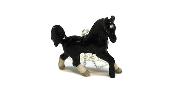Black Horse Necklace, Black Stallion Necklace, Horse Jewelry, Black Horse Pendant, Black Stallion Charm, Equestrian Necklace, Horse Lover