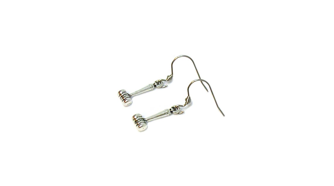 Gavel Earrings Gavel Charm Gavel Jewelry Silver Gavel Etsy