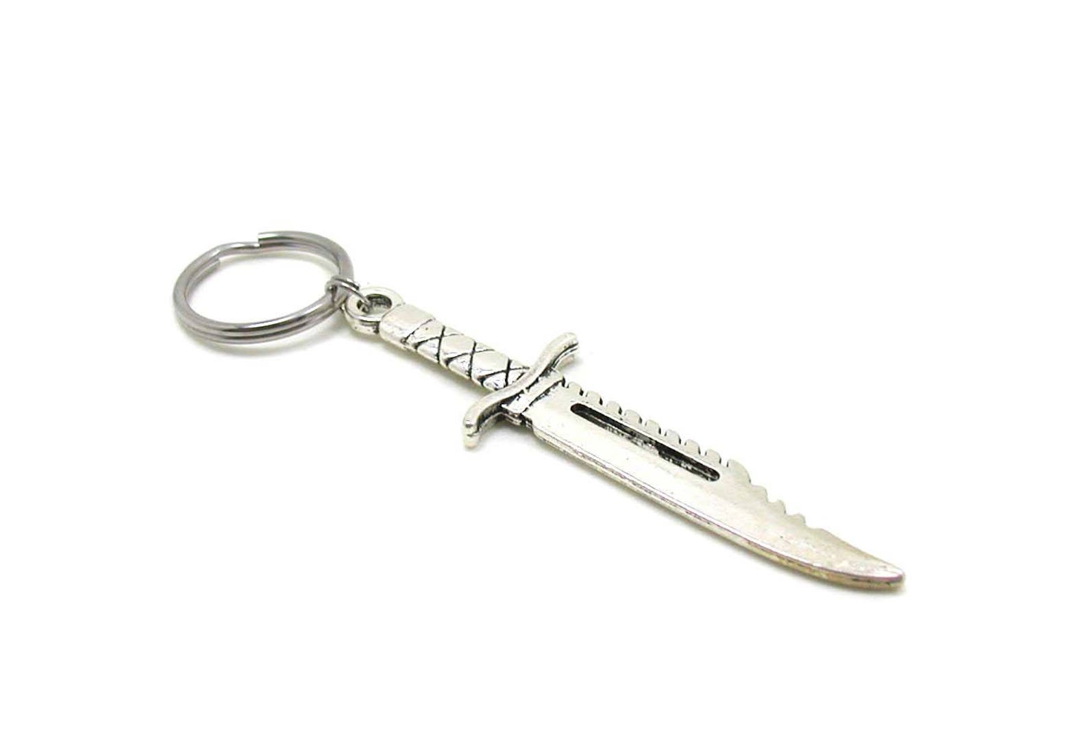 Silver Dagger Keychain Dagger Key Ring Dagger Knife Etsy