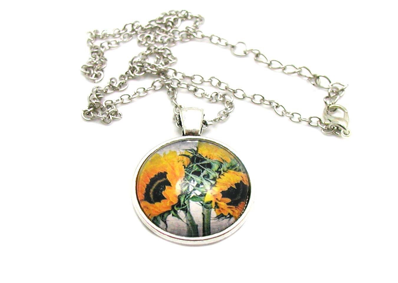 Sunflower Necklace Sunflower Pendant Sunflower Charm Etsy UK