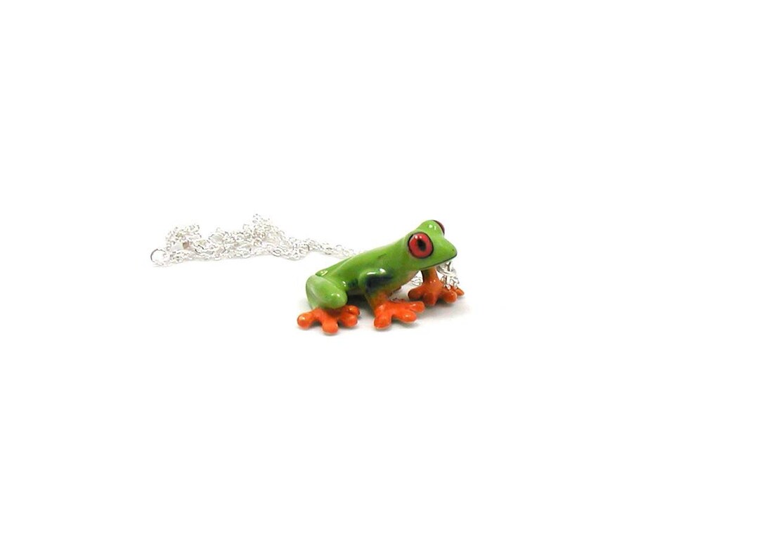Frog Necklace, Green Frog Gift, Frog Pendant, Tree Frog Jewelry, Frog Charm, Jewelry Gift