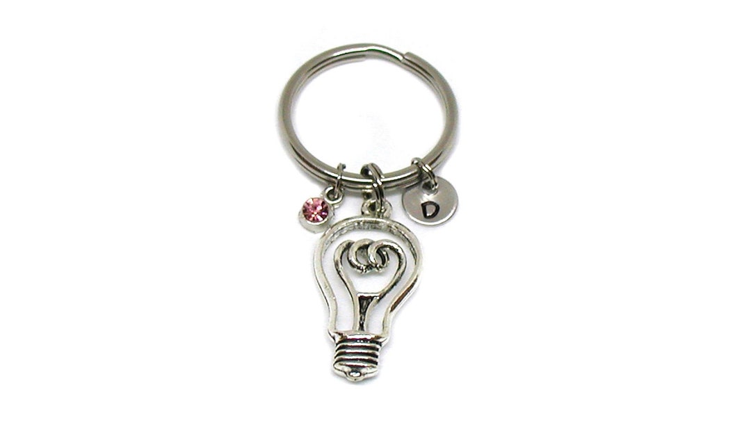 Light Bulb Keychain, Light Bulb Key Ring, Science Keychain, Steampunk