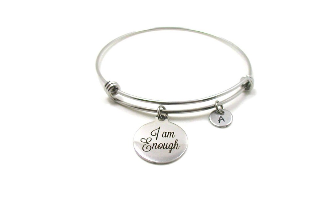 I Am Enough Bangle, I Am Enough Bracelet, I Am Enough Jewelry, Inspirational Bangle ...