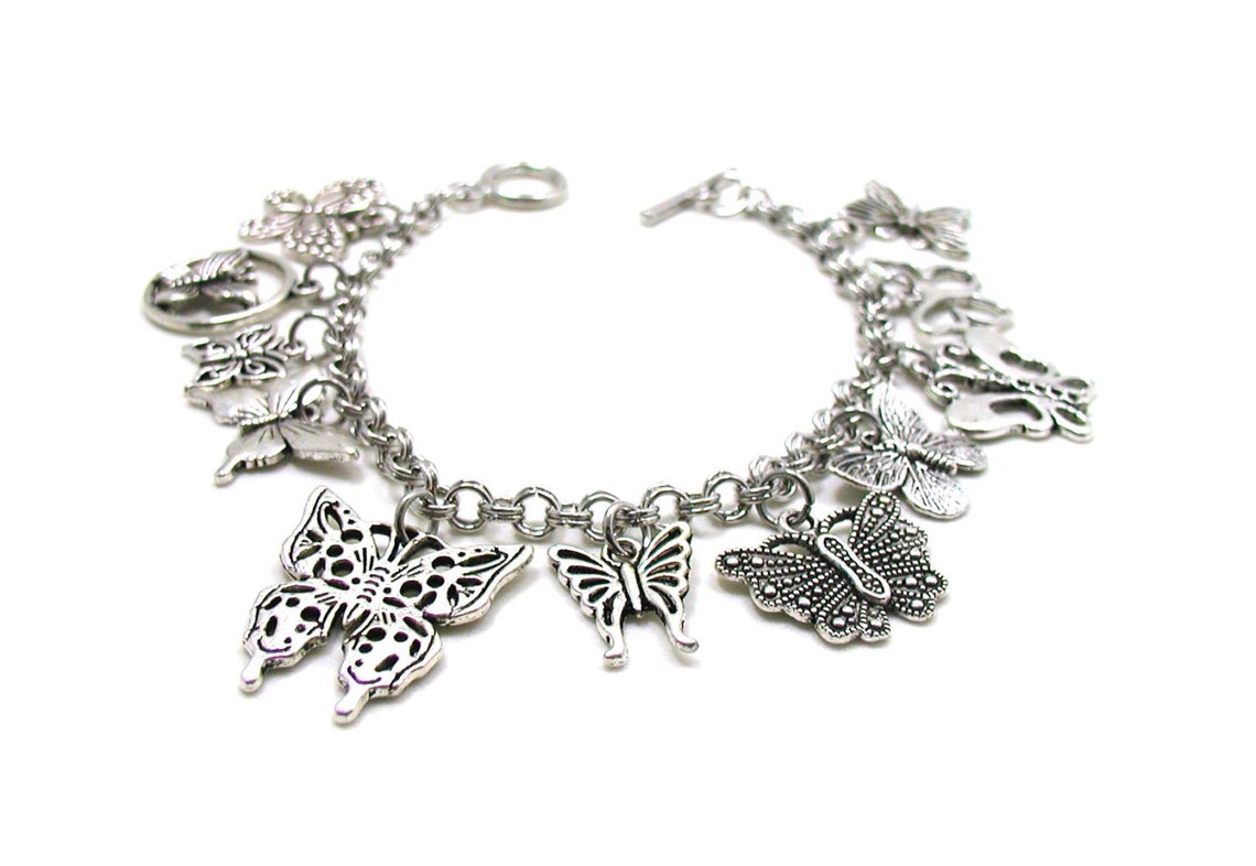Butterfly Charm Bracelet Butterfly Bracelet Butterflies Etsy
