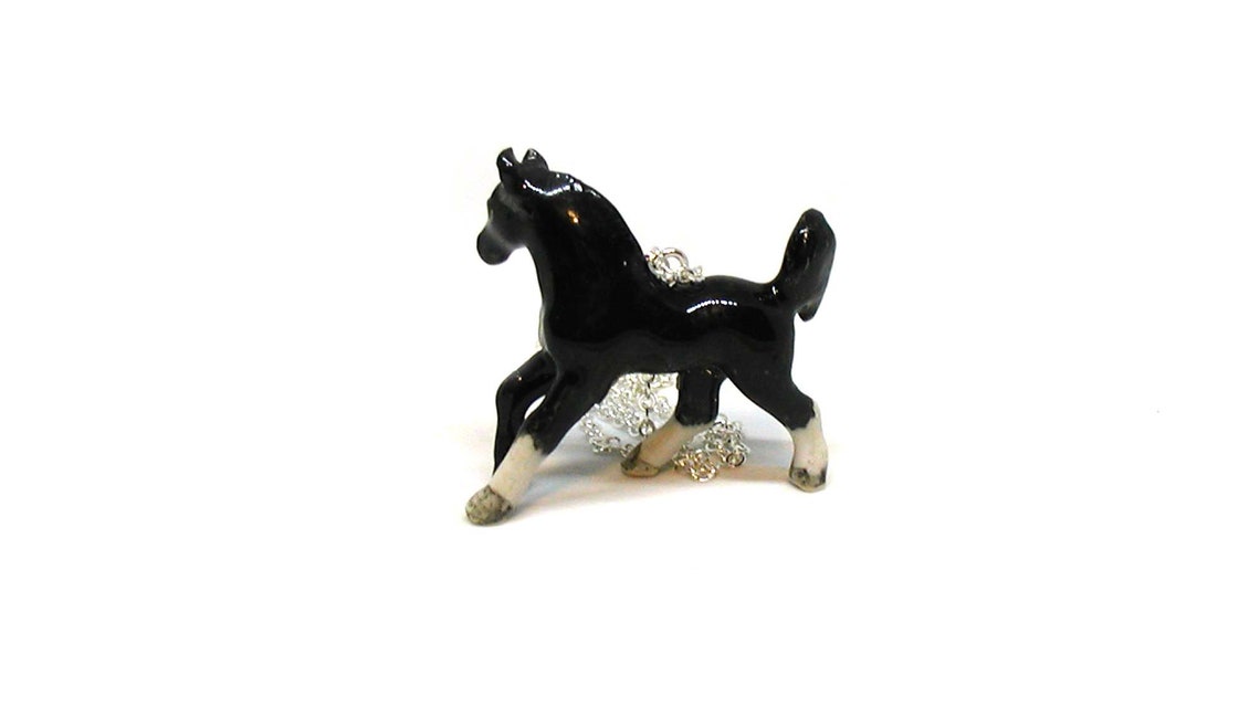 Black Horse Necklace Black Stallion Necklace Horse Jewelry Etsy