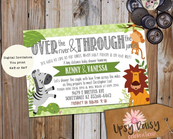 Long Distance Baby Shower Invitation Jungle Theme Boy Neutral Etsy