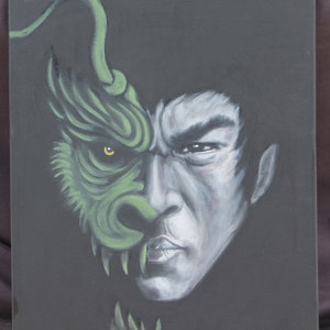 Bruce Lee x Dragon Hand Painted Canvas 16”x20”