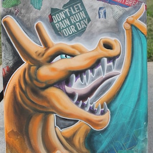 Charizard Hand Painted Canvas 16”x20”
