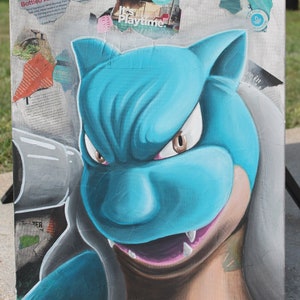 Blastoise Hand Painted Canvas 16”x20”