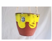 Vintage hangpotje planthanger Van Dijk Alblasserdam keramiek plantenpotje terracotta ceramic plantenhanger hanging planter