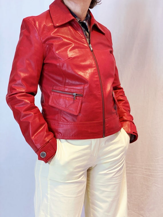 Vintage red leather jacket | Arma leather jacket |