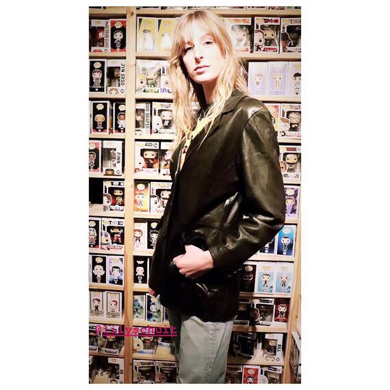 Vintage leather blazer | black leather 70s blazer