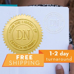 Custom Book Library Embosser - Personalized Round Seal with 50 Seal labels - Style LS013